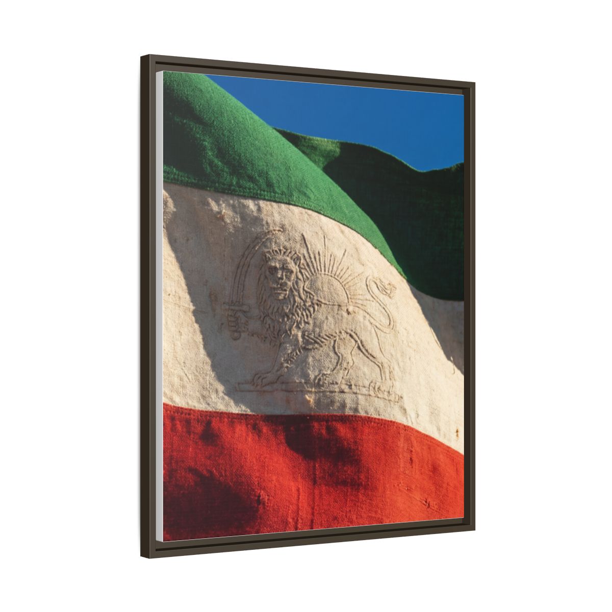 Framed Canvas Art - Distressed Flag — Espresso / 1.25"