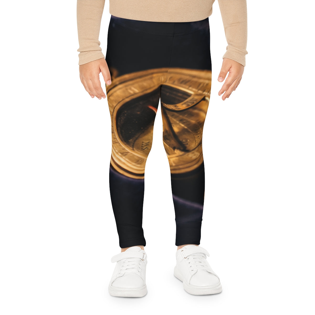 Vintage Brass Sundial Compass Kids Leggings