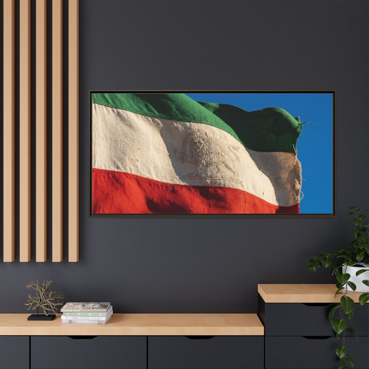 Framed Canvas Art - Distressed Flag — Espresso / 1.25"