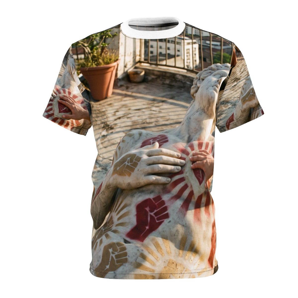 Men's Cut and Sew Tee Classical Statue Print