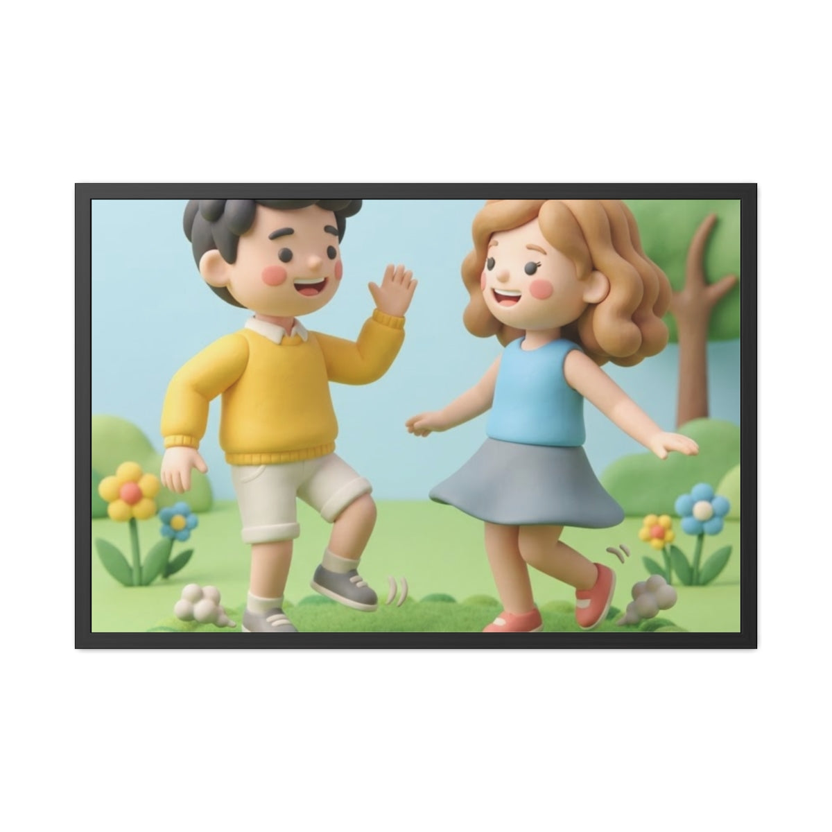 Framed Poster - Joyful Meadow Friends — Landscape (10×8... |...