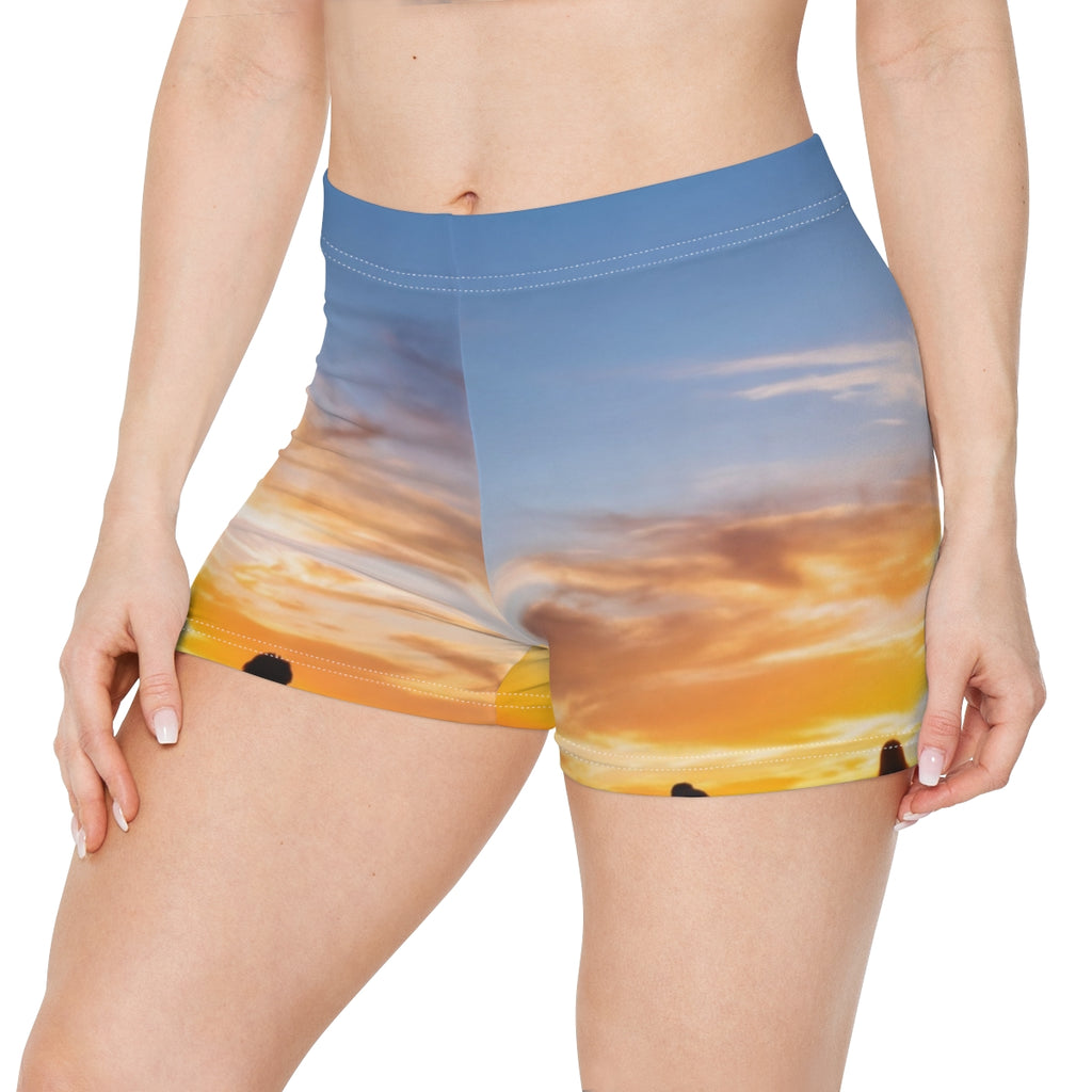 Women's Shorts - Sunset Mountain Ridge | Echovira Gallery