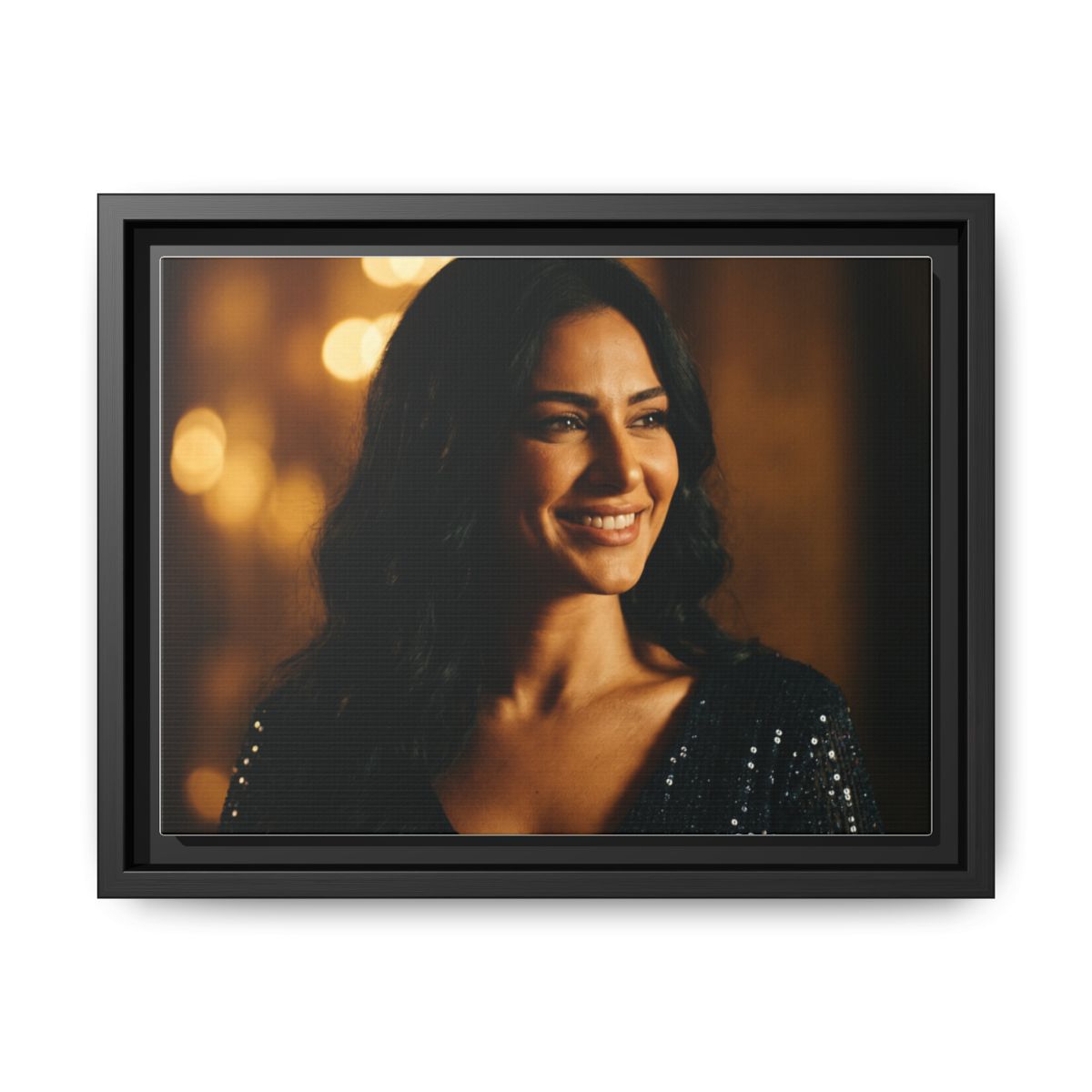 Framed Canvas Art - Golden Glamour — Black / 1.25"