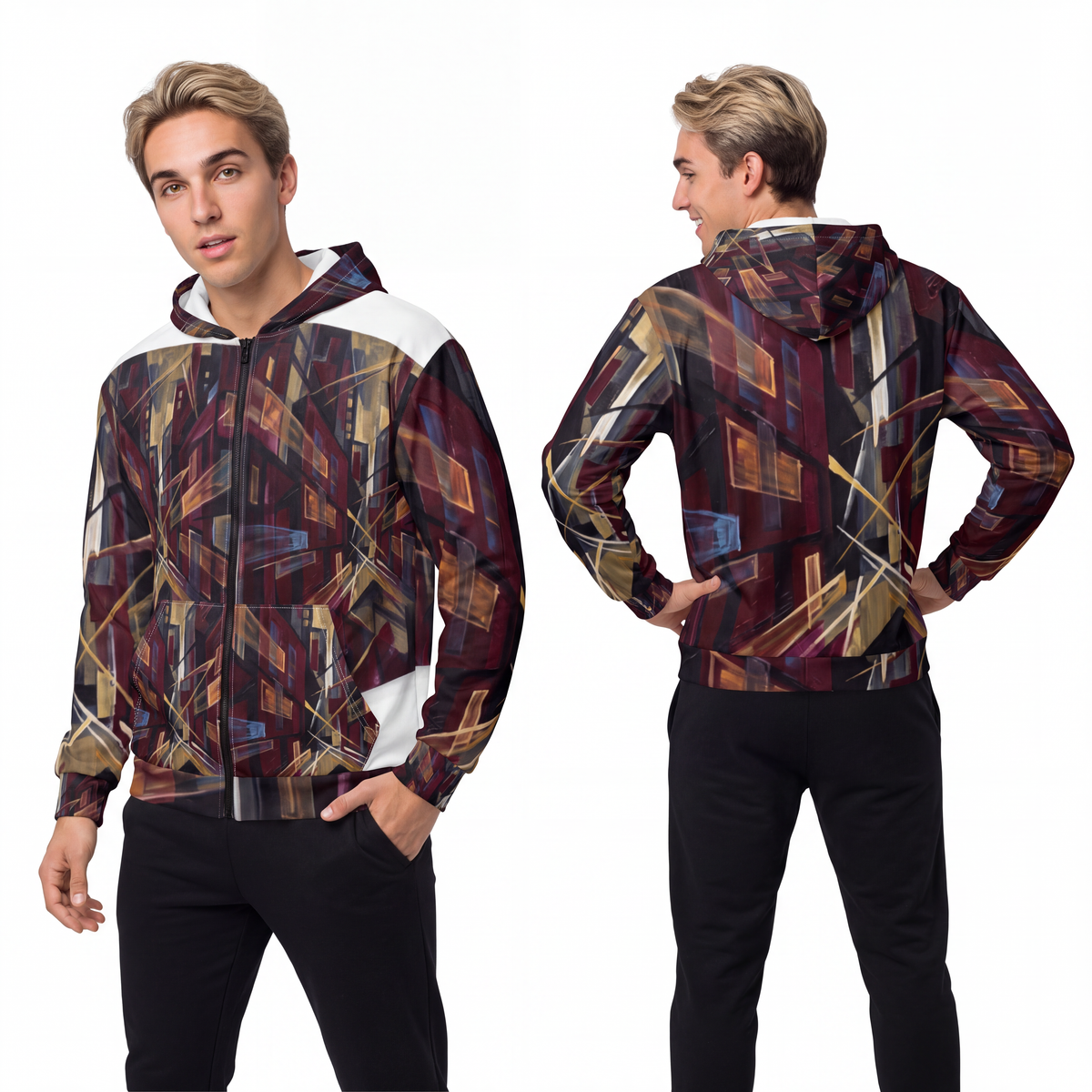 Men's Zip Hoodie - Urban Perspective | Echovira Gallery