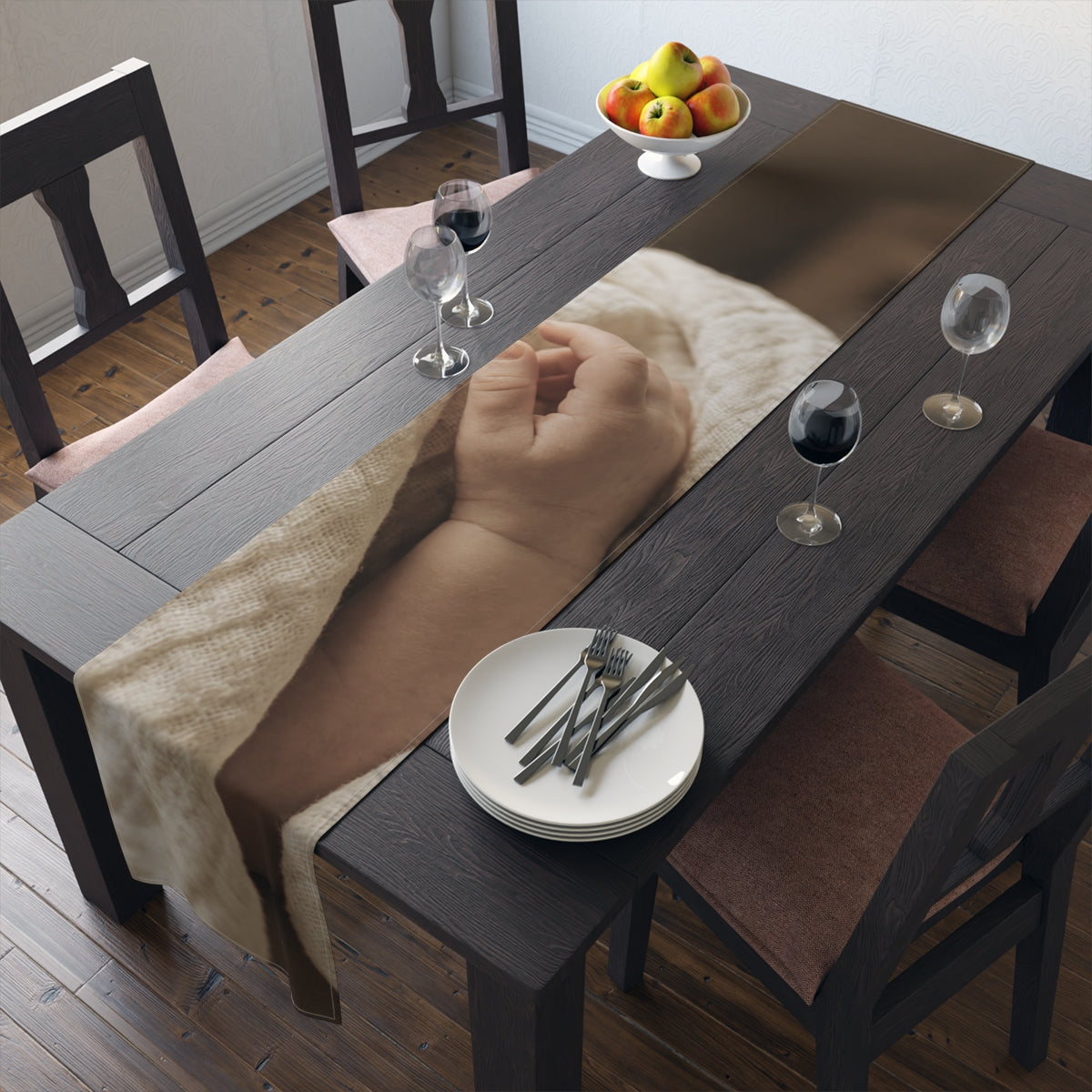 Table Runner - Organic Muslin Texture