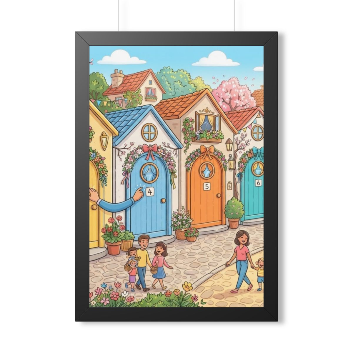 Framed Vertical Poster - Storybook Lane Gateway — Black... |...