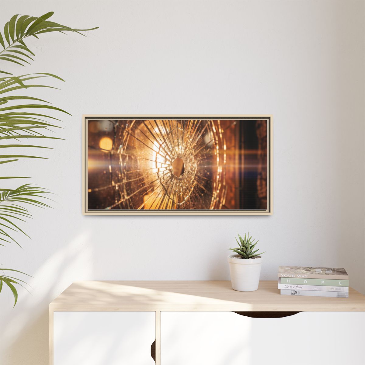 Framed Matte Canvas - Shattered Glass — Natural / 1.25"