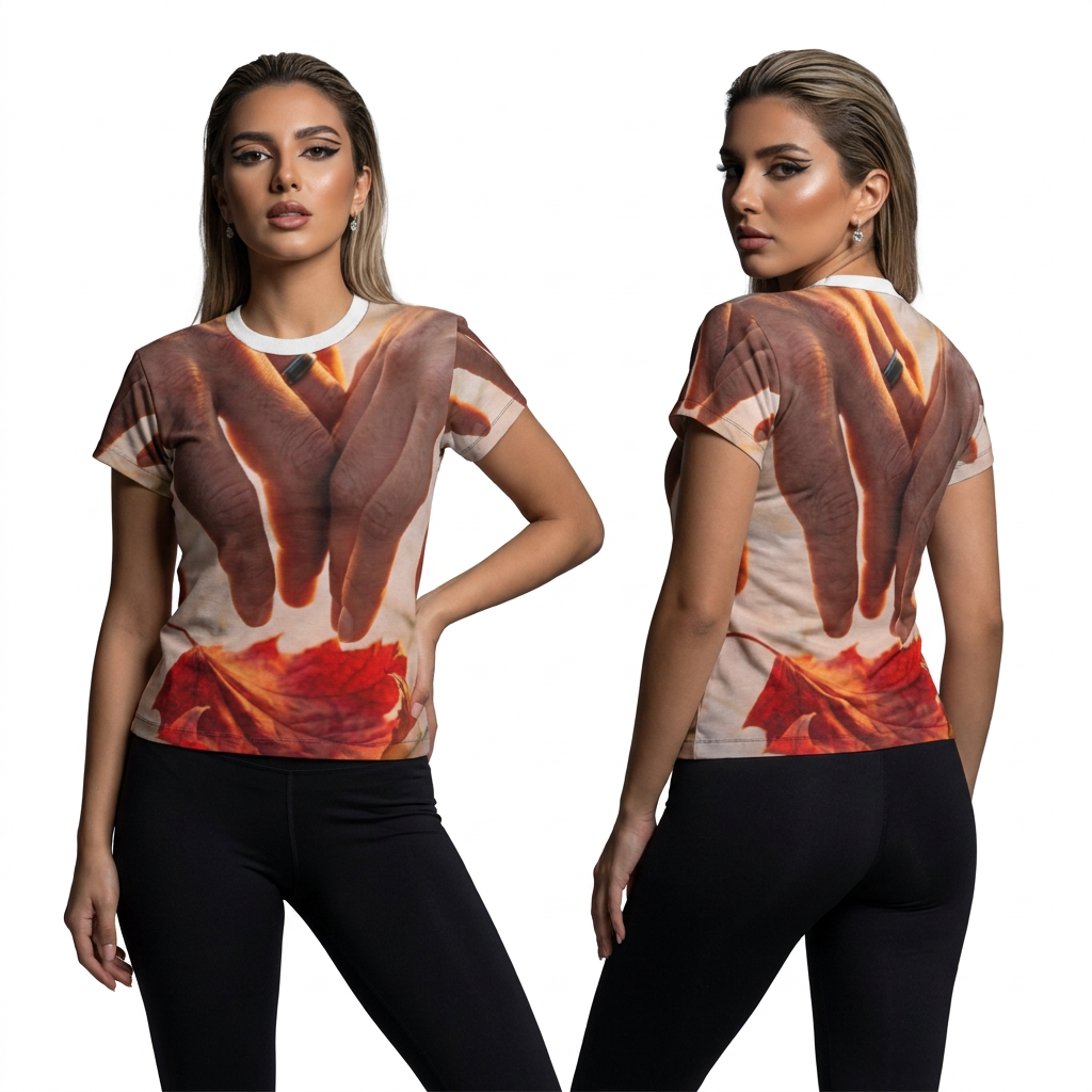Autumn Leaf Hands Women's Cut and Sew Tee