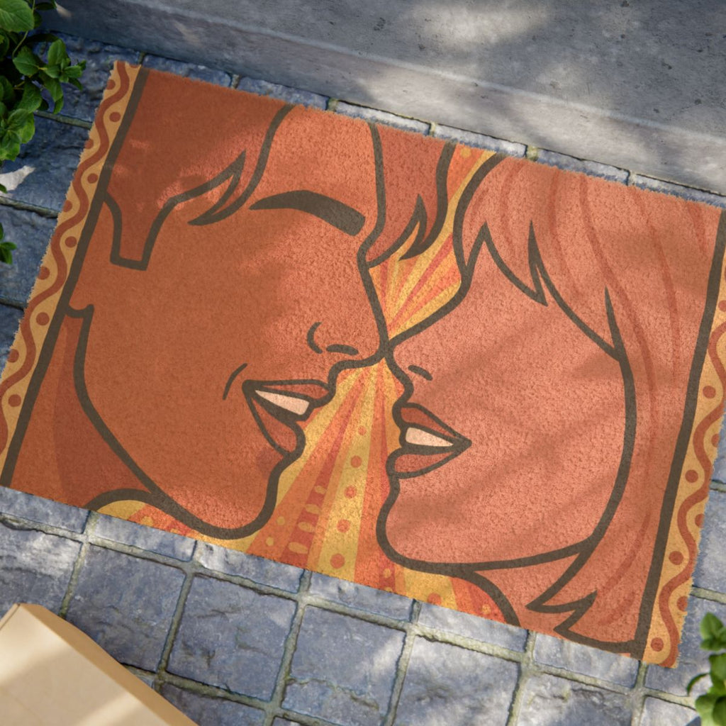 Doormat - Retro Sunburst Lovers Pop Art | Echovira Gallery