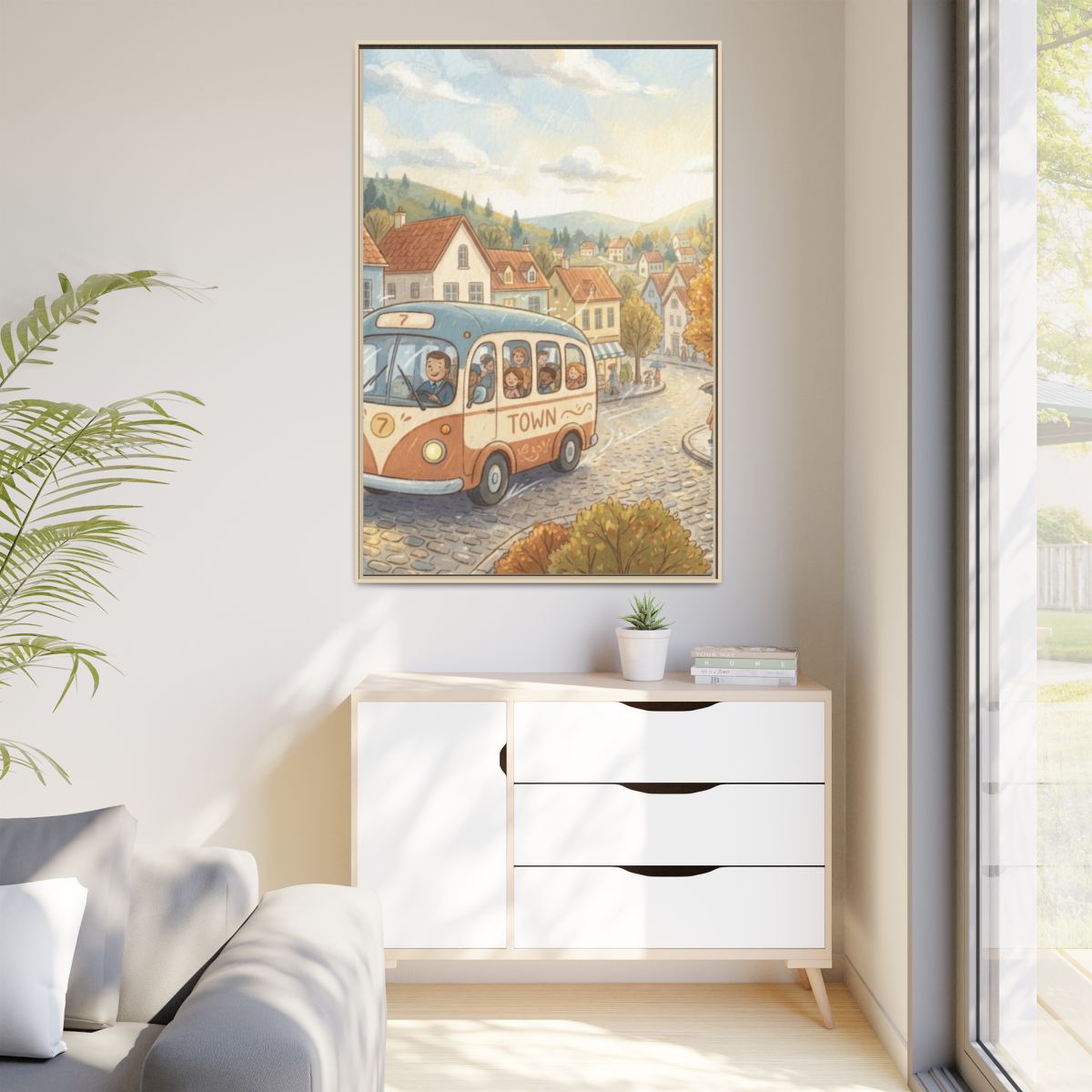 Matte Canvas Framed - Cozy Town Bus — Natural / 1.25" (8×10...