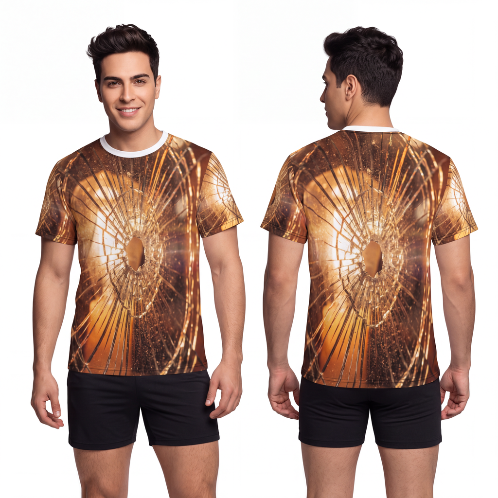 Men's Cut & Sew Tee - Shattered Gold | Echovira Gallery