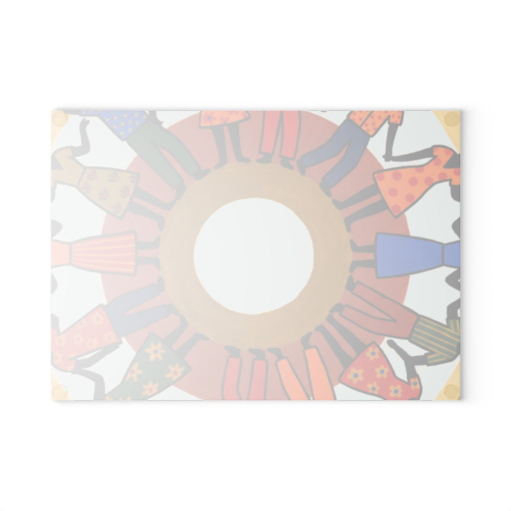 Glass Cutting Board - Unity Mandala Folk Art | Echovira...