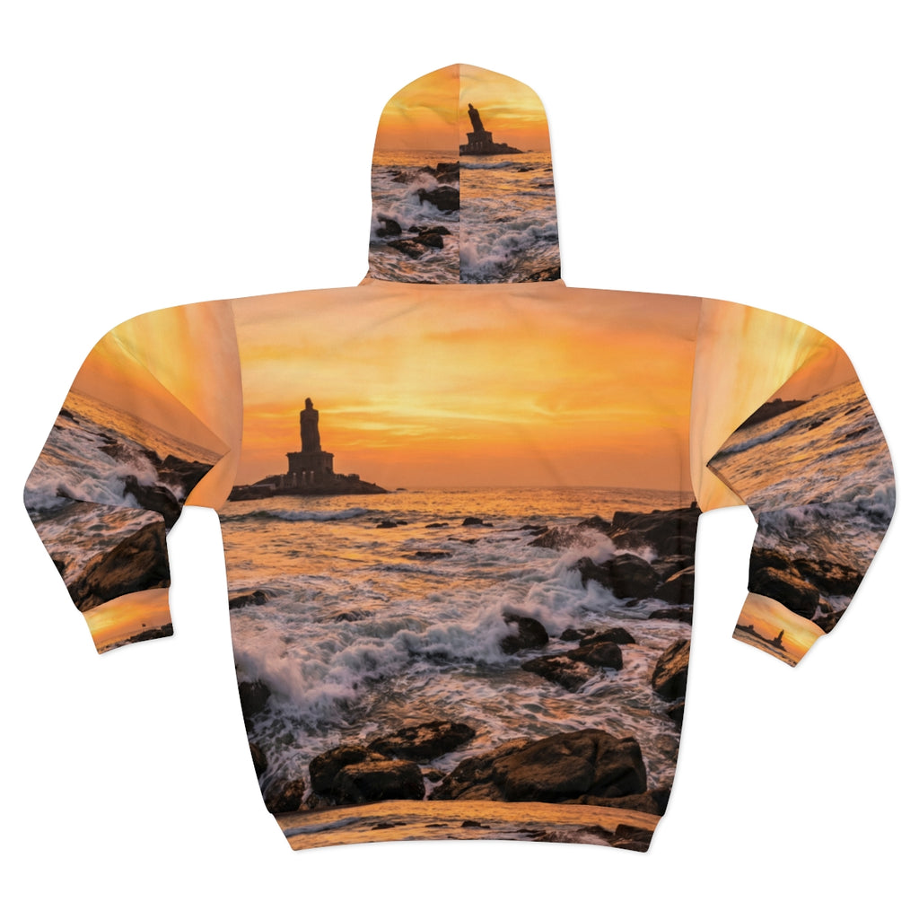 Unisex Zip-Hoodie – Majestätische Goldene Morgenröte