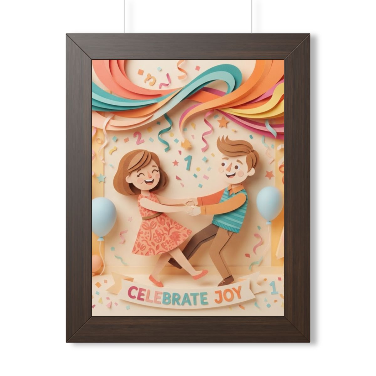 Framed Vertical Poster - Celebrate Joy Papercut Art... |...