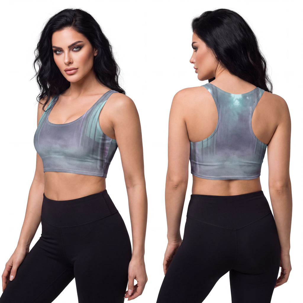 Polyester Sports Bra - Liminal Corridor Fog Art Print |...