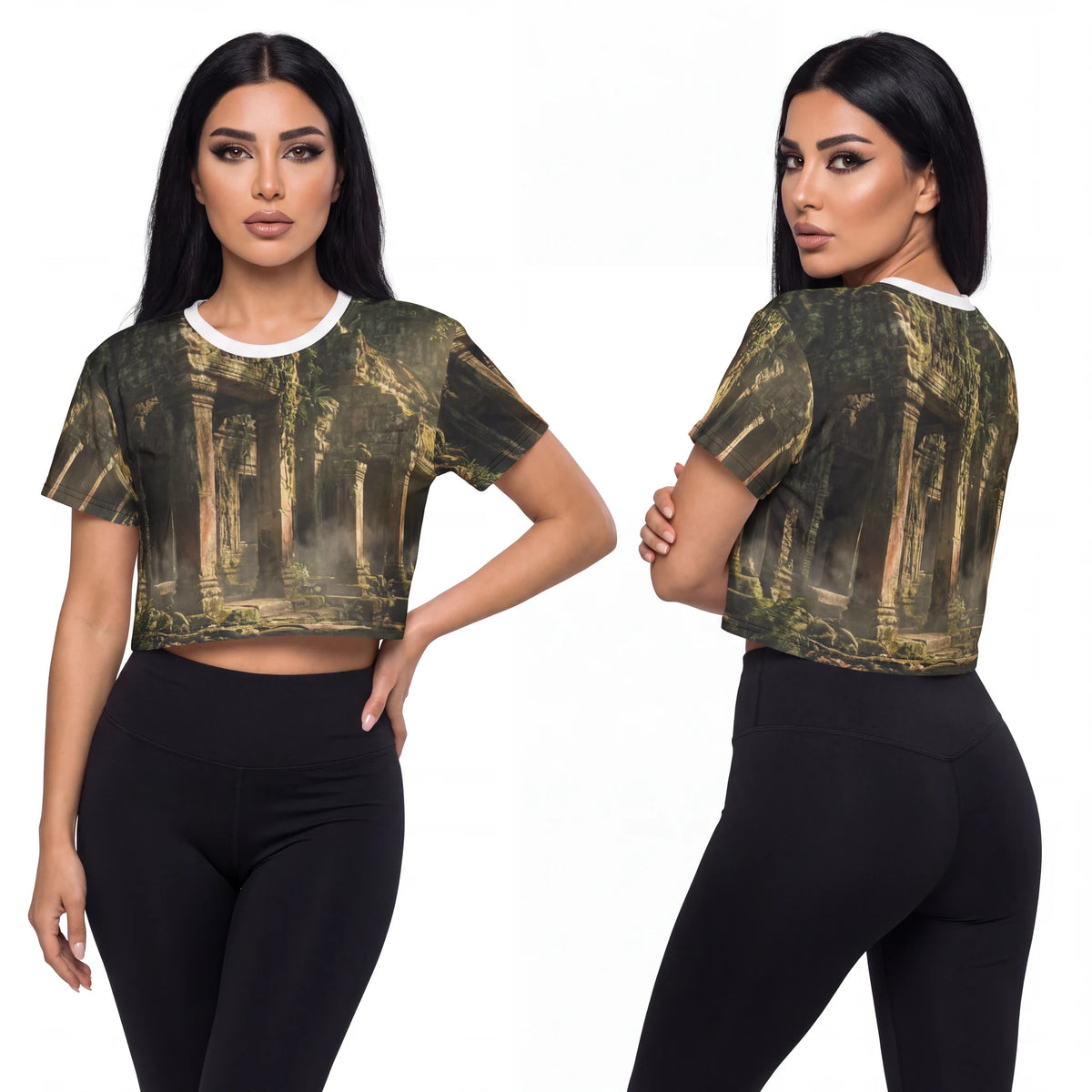 Crop Tee - Jungle Temple Mirage | Echovira Gallery