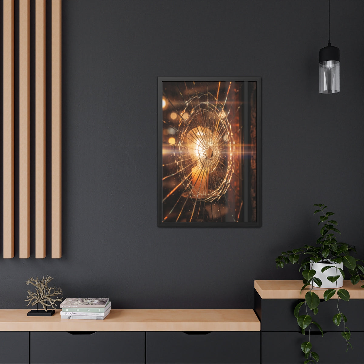 Framed Poster - Moody Fractured Glass — Portrait