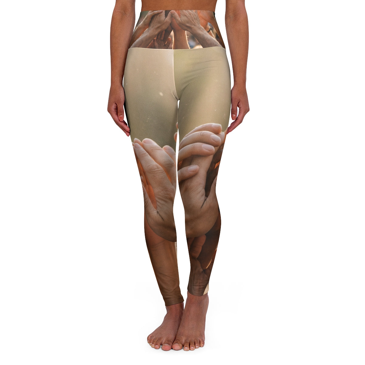 High Waisted Yoga Leggings - Golden Rays of Unity Wall Art |...