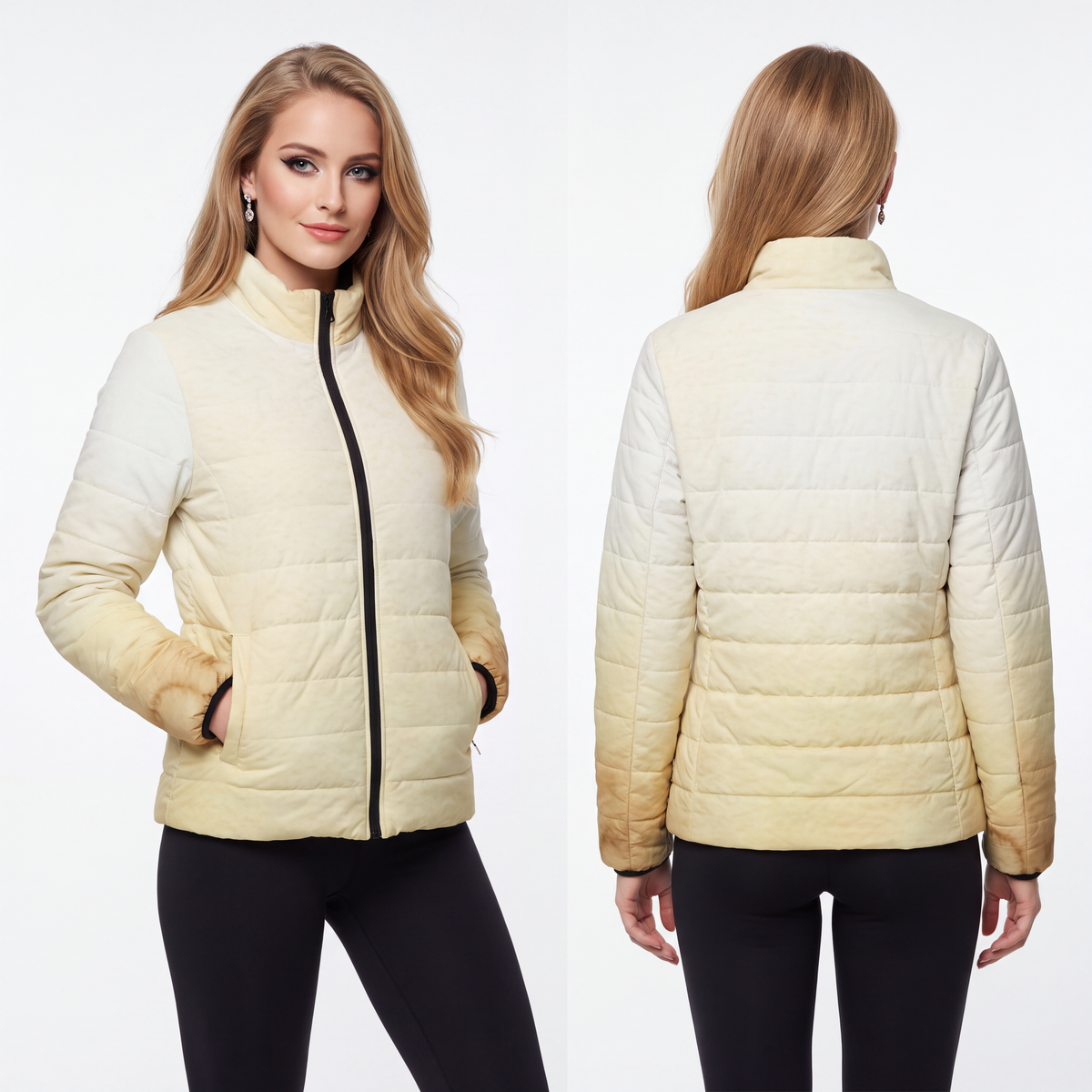 Women's Puffer Jacket - Golden Hour Solace Minimalist Art |...