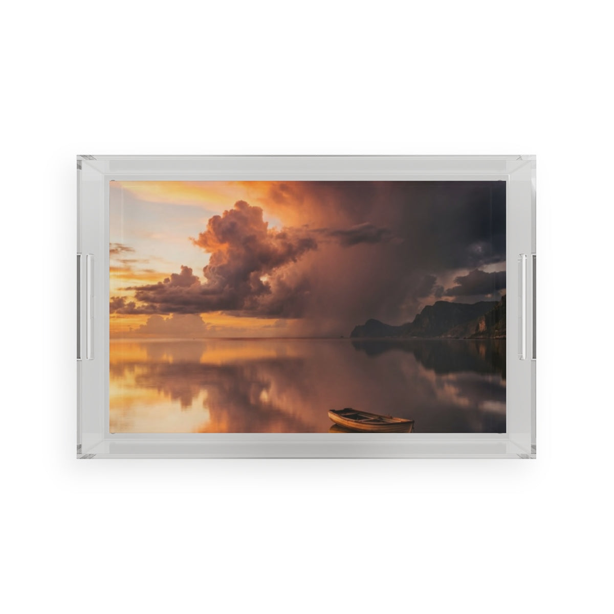 Acrylic Serving Tray - Golden Solitude | Echovira Gallery
