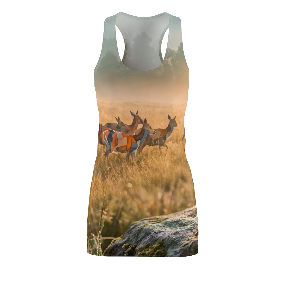 Racerback Dress with Cottagecore Deer Art