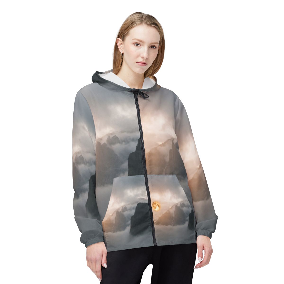 Unisex Windbreaker Jacket - Alpine Fog | Echovira Gallery