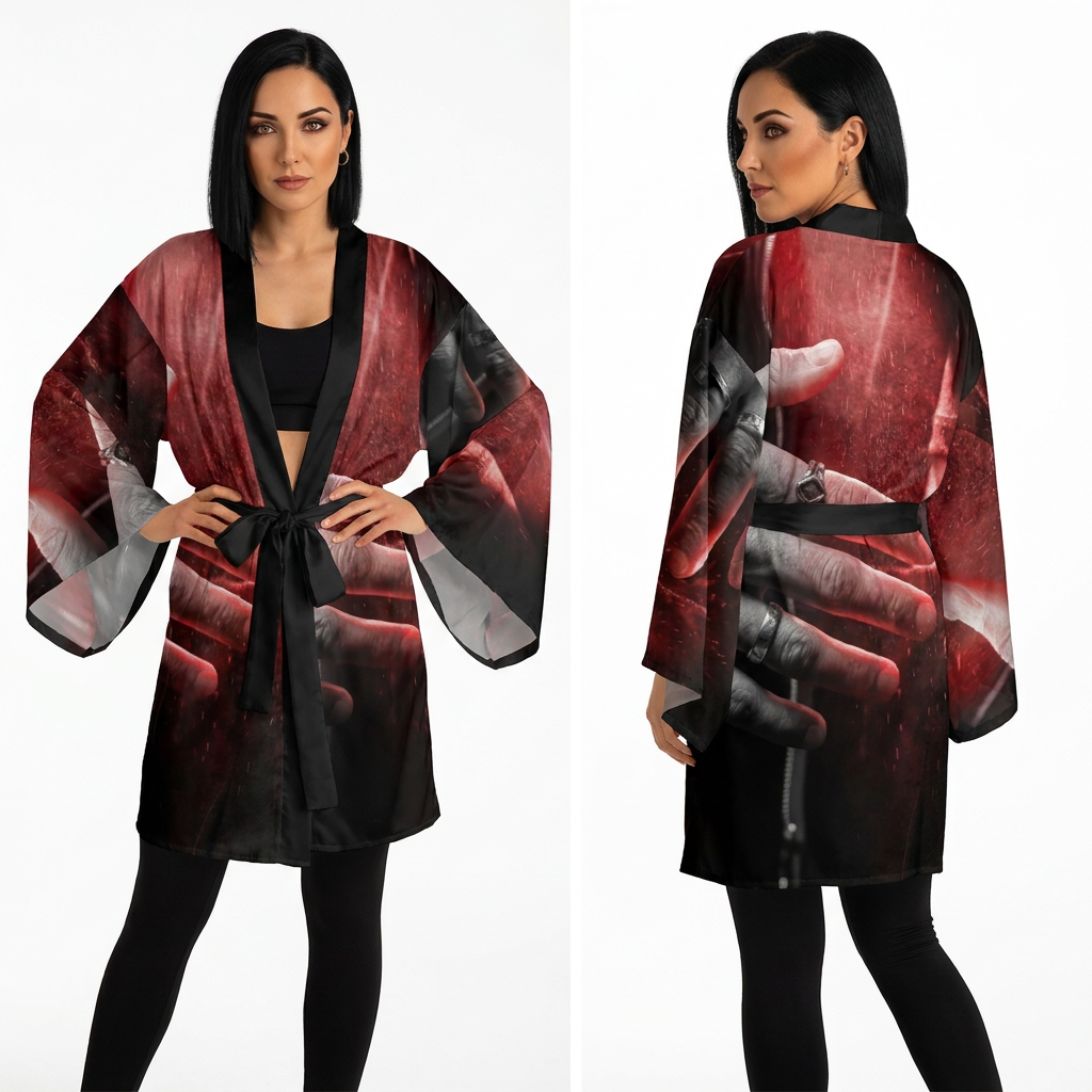 Long Sleeve Kimono Robe Moody Noir Art