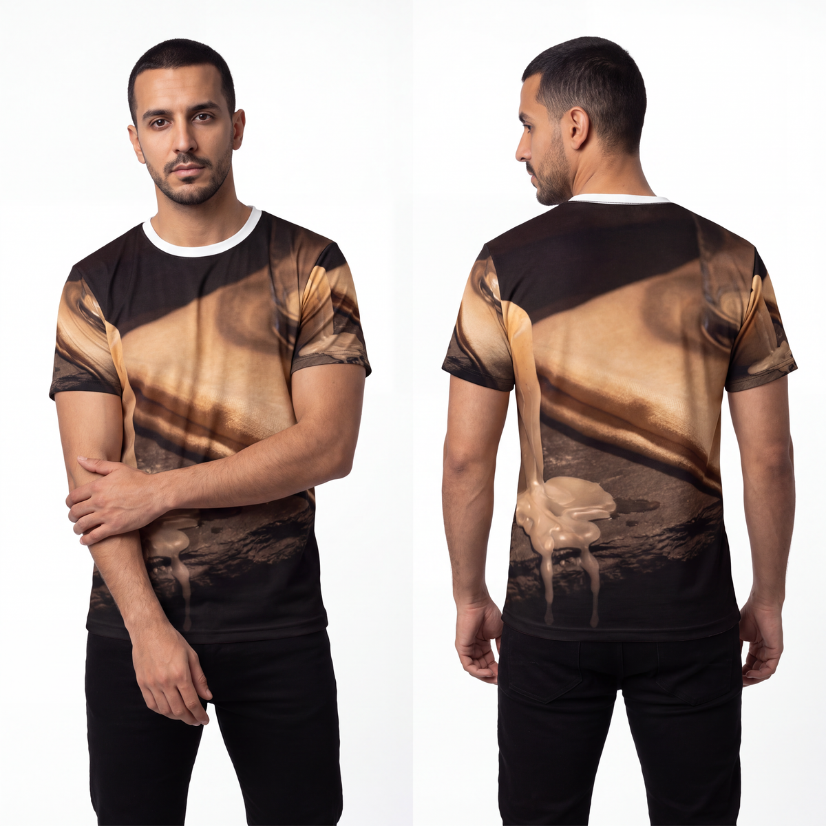 Men's Cut & Sew Tee - Candlelit Shadows | Echovira Gallery