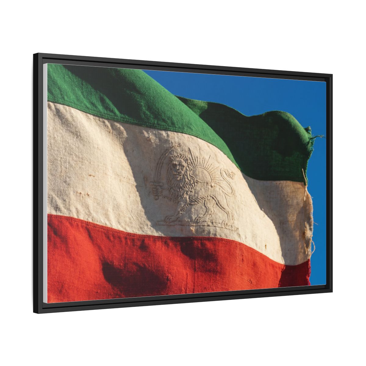 Framed Canvas Art - Distressed Flag — Black / 1.25"