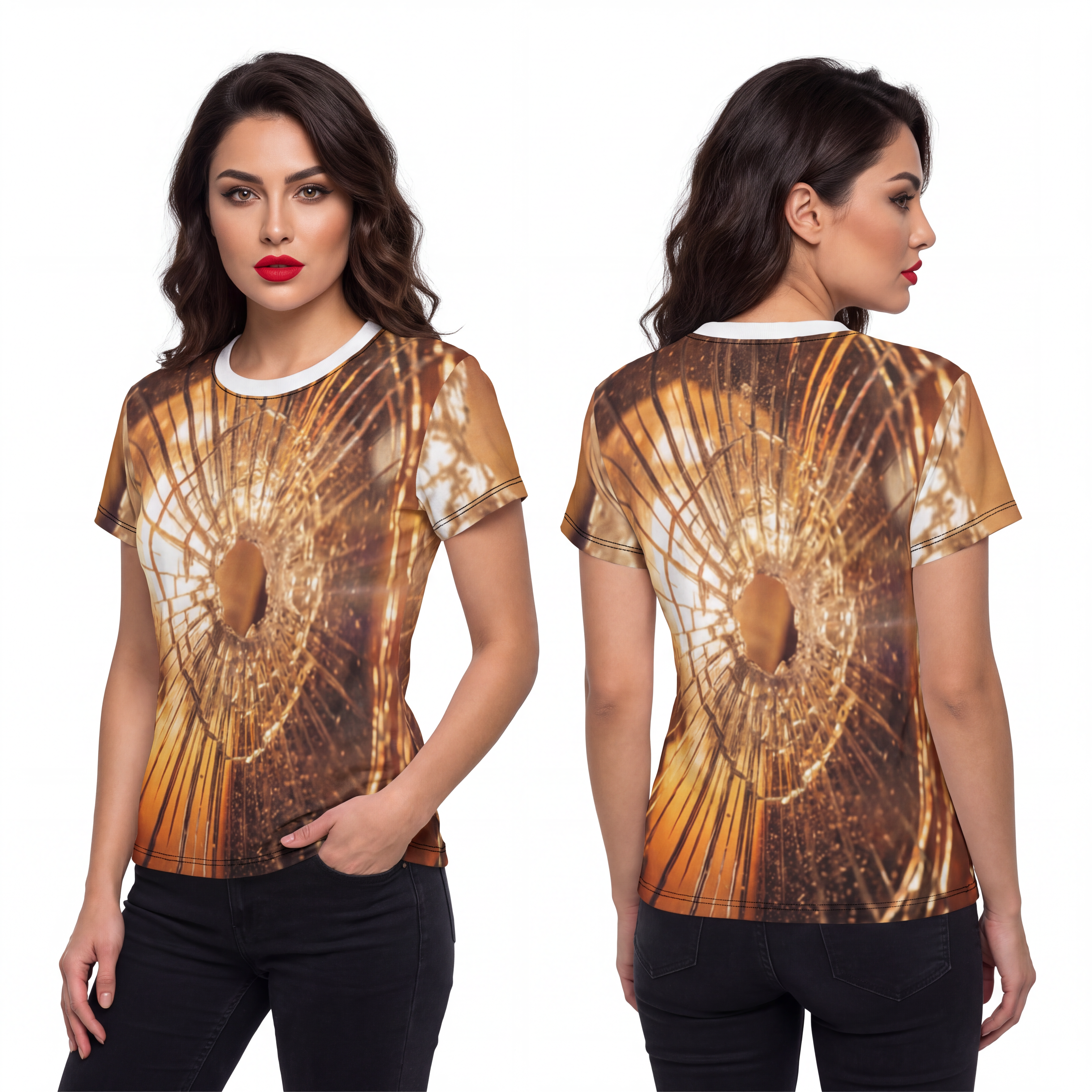 Women's Cut & Sew Tee - Shattered Amber | Echovira Gallery
