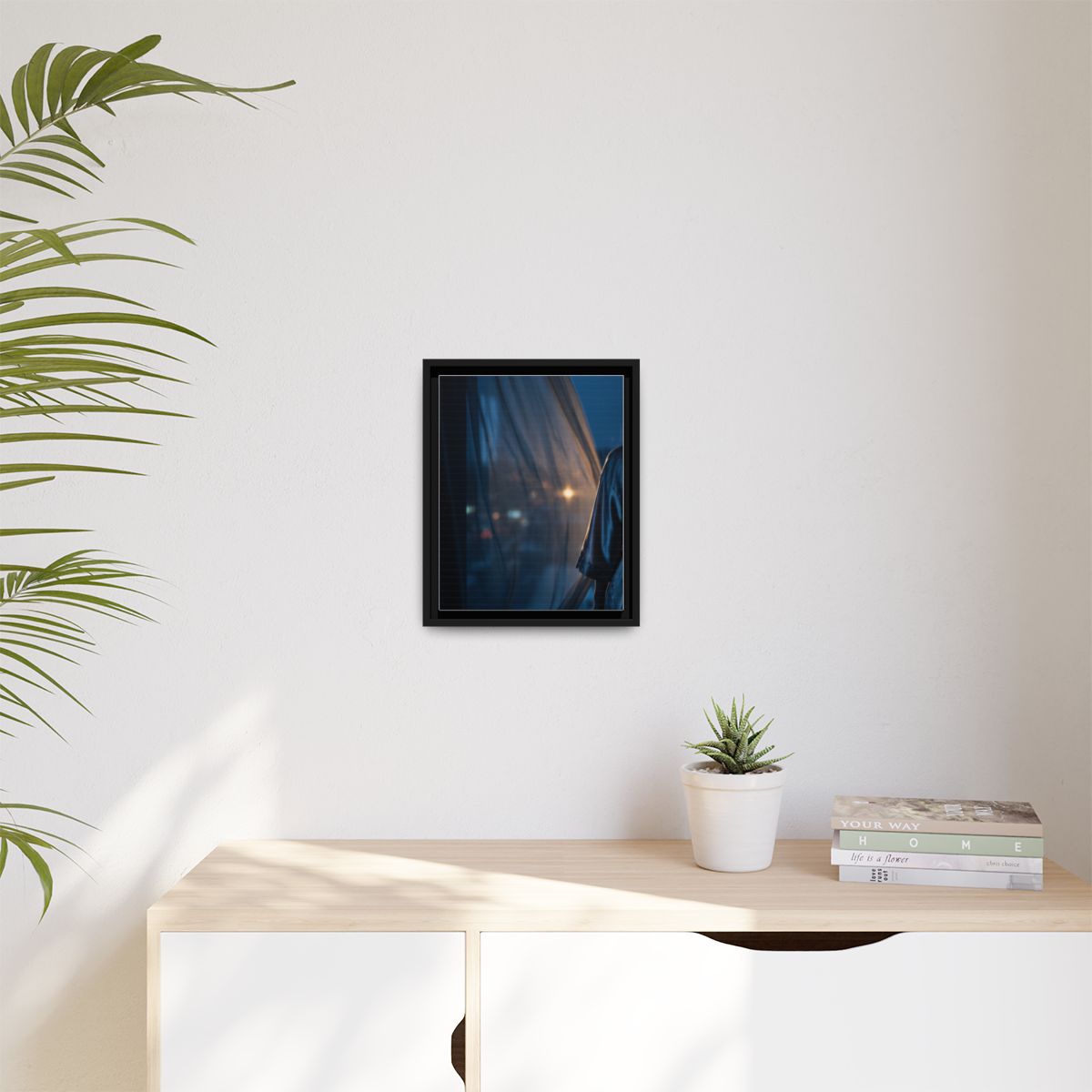 Matte Canvas, Framed - Nocturnal Solitude Silhouette — Black...