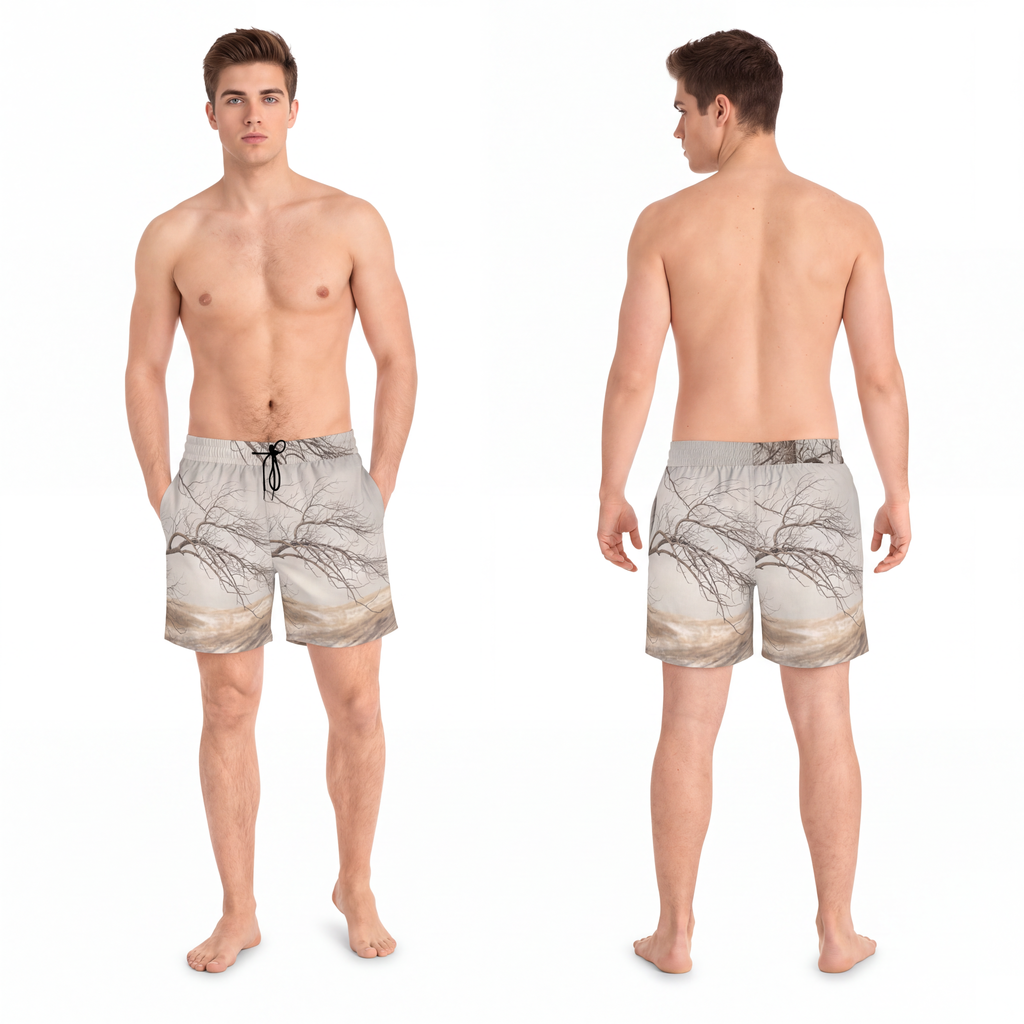 Men's Mid-Length Swim Shorts - Winter Branch Solitude... |...