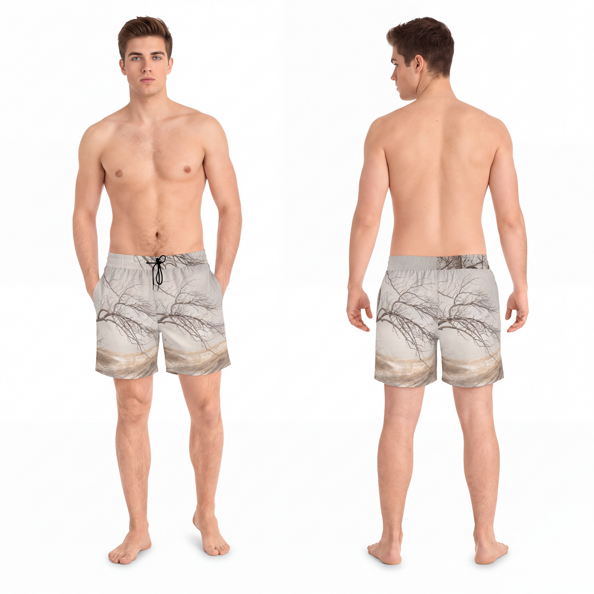 Men's Mid-Length Swim Shorts - Winter Branch Solitude... |...