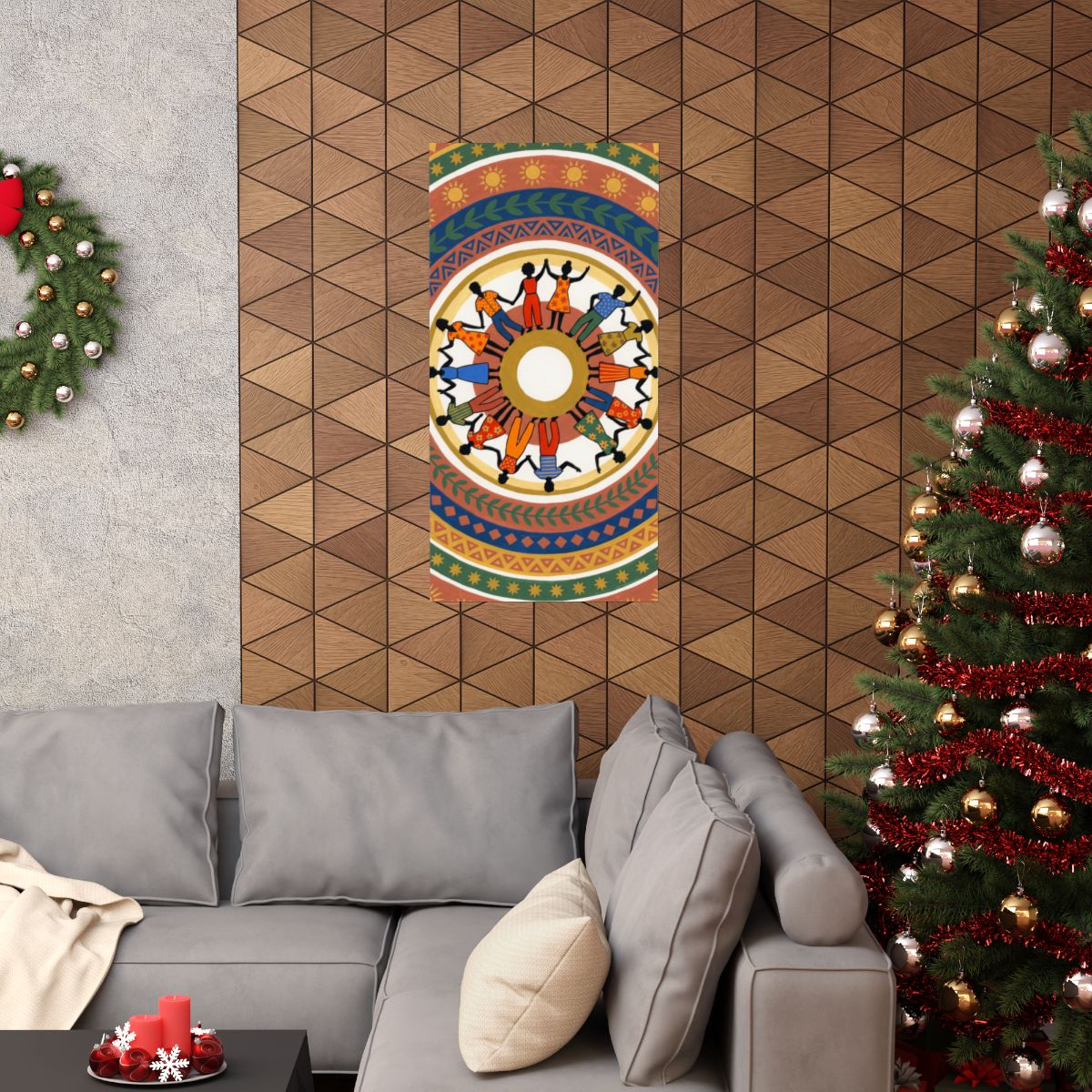 Matte Vertical Poster - Unity Mandala Folk Art (8×10 & 36×54)