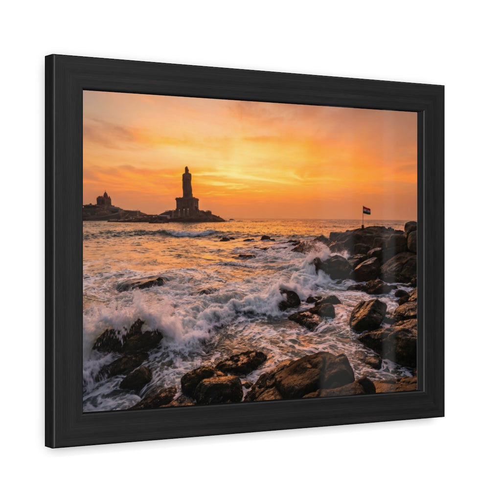 Framed Posters - Coastal Golden Glow — Landscape