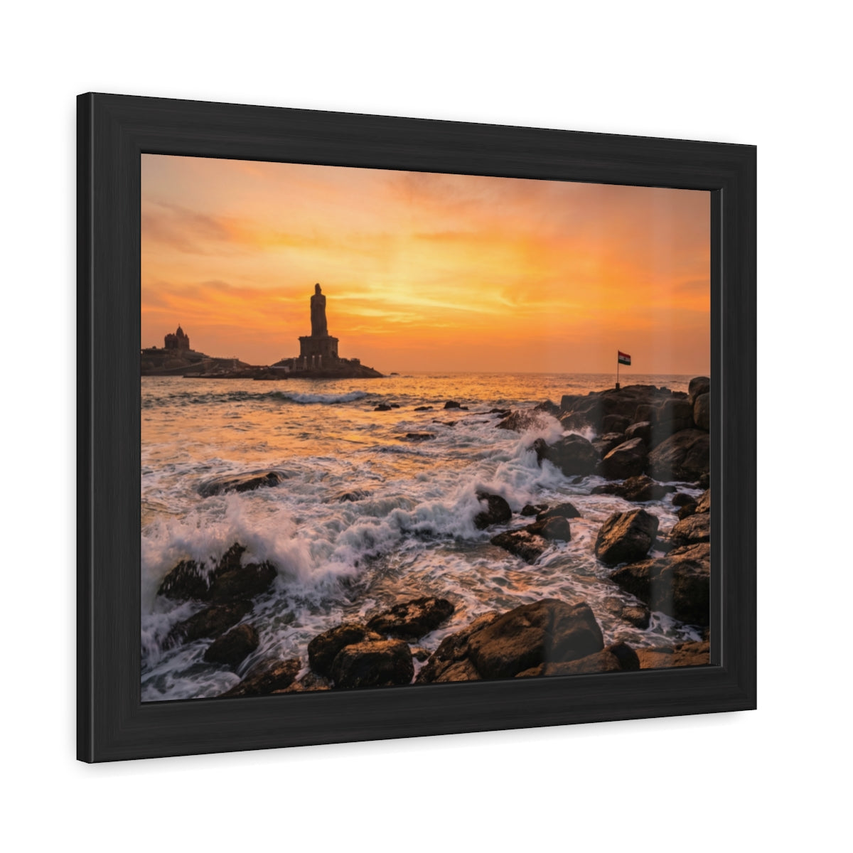 Framed Posters - Coastal Golden Glow — Landscape