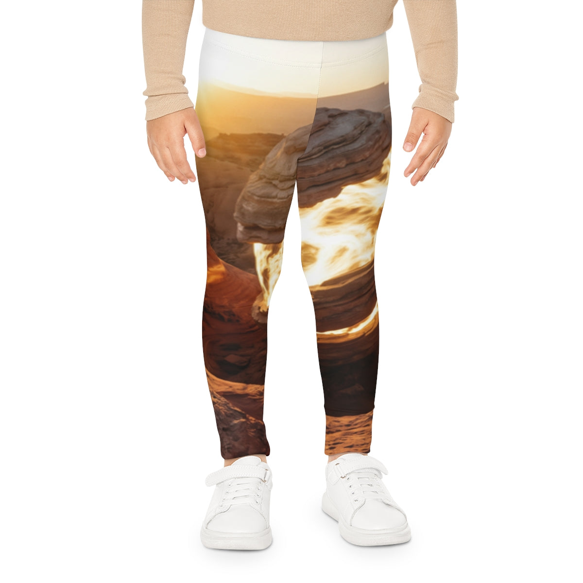 Kids Leggings with Desert Stone Sunset Art