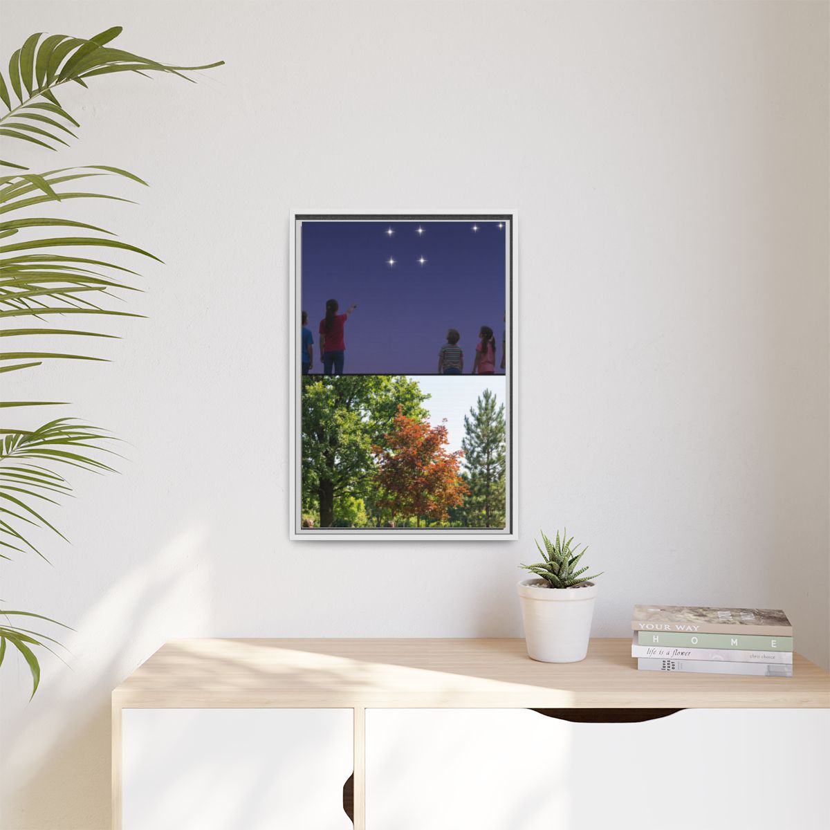 Matte Canvas, Framed - Stardust & Forest Discovery — White /...
