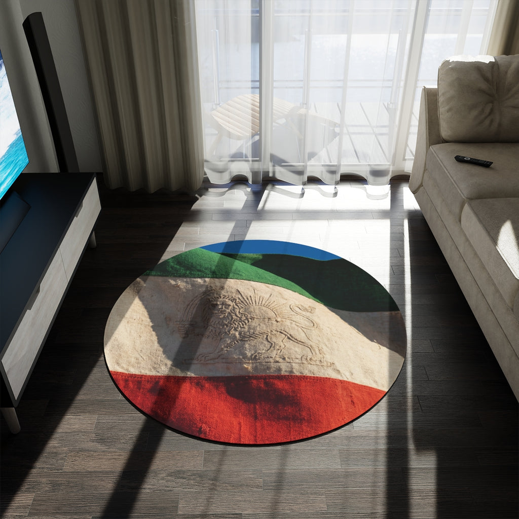 Round Rug - Vintage Persian Flag Heritage | Echovira Gallery