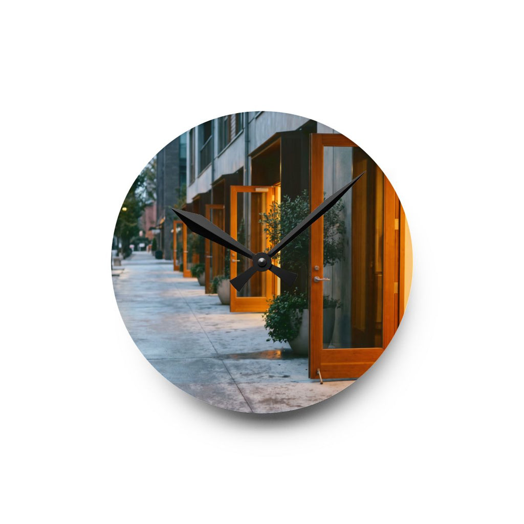 Acrylic Wall Clock - Modern Urban Evening | Echovira Gallery