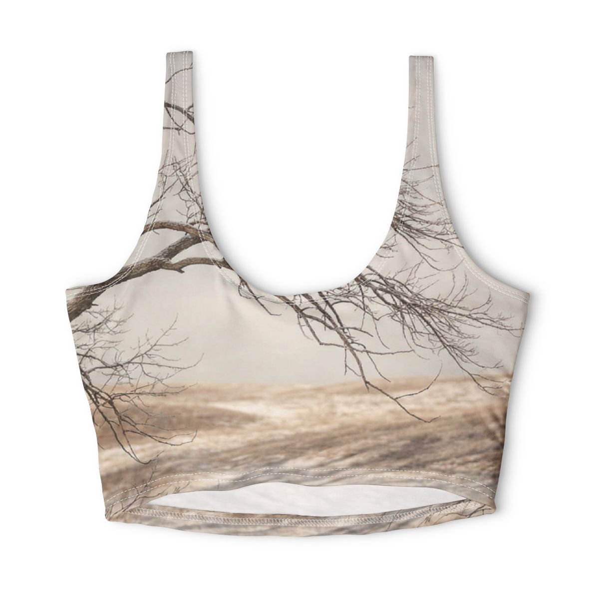 Polyester Sports Bra - Winter Branch Solitude Landscape |...
