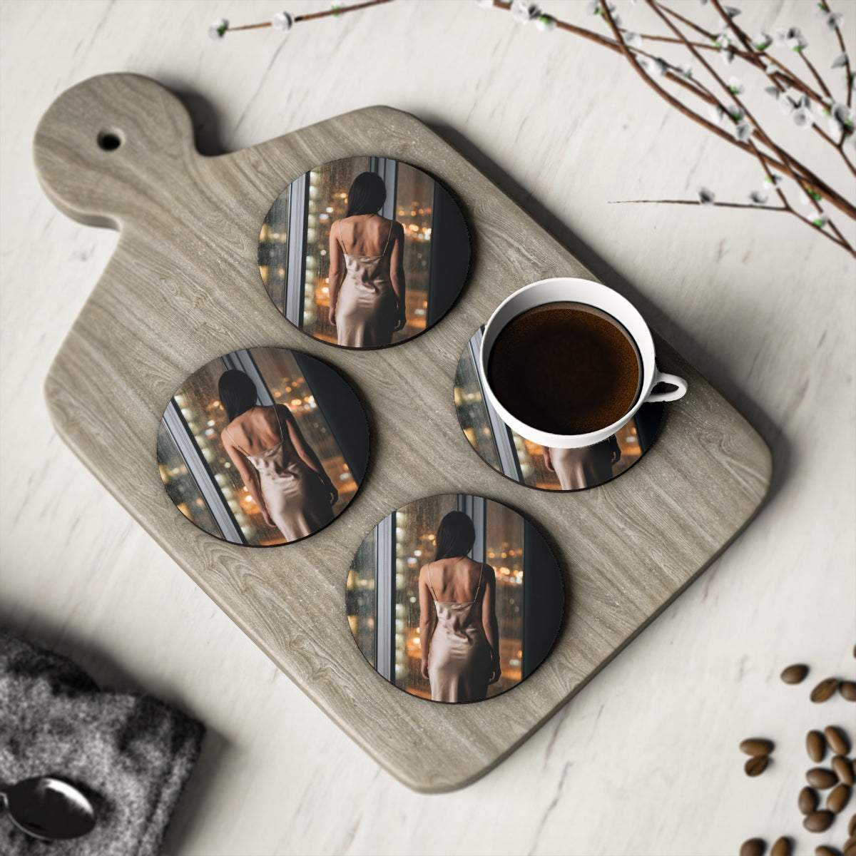 Drink Coasters - Rainy Night Ambience