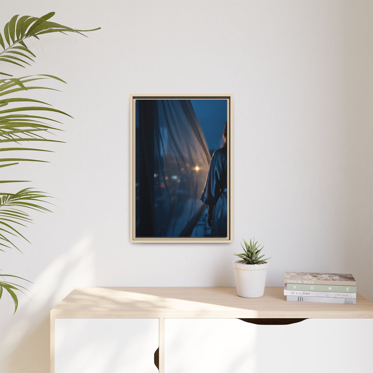 Matte Canvas, Framed - Nocturnal Solitude Silhouette —... |...