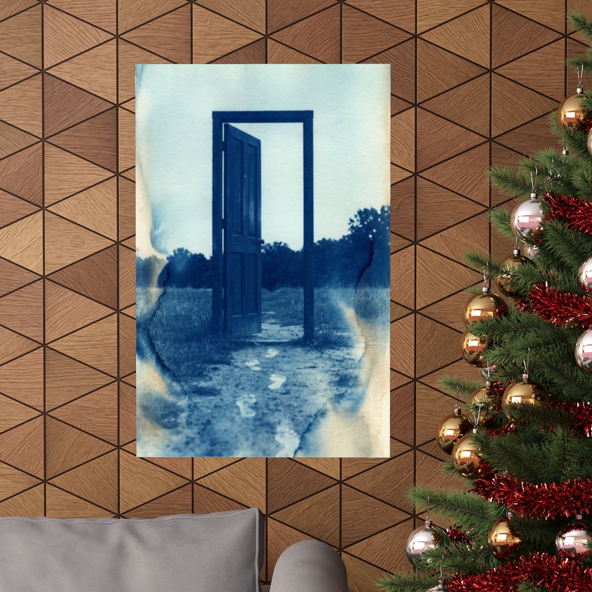 Matte Vertical Poster - Cyanotype Gate (8×10 & 36×54) |...