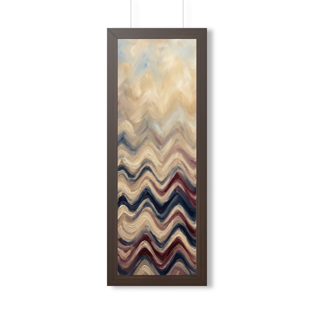 Framed Vertical Poster - Earth Chevron Wave — Walnut (11×14...