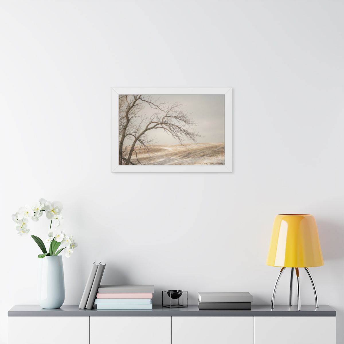 Framed Horizontal Poster - Winter Branch Solitude Landscape...