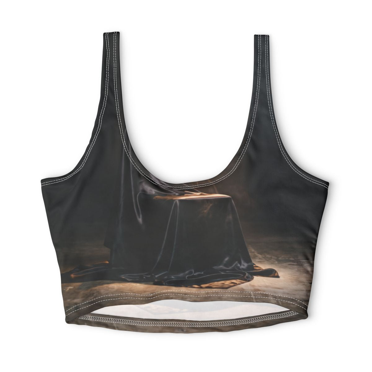 Polyester Sports Bra - Dramatic Spotlight Chair Art - Shadow...
