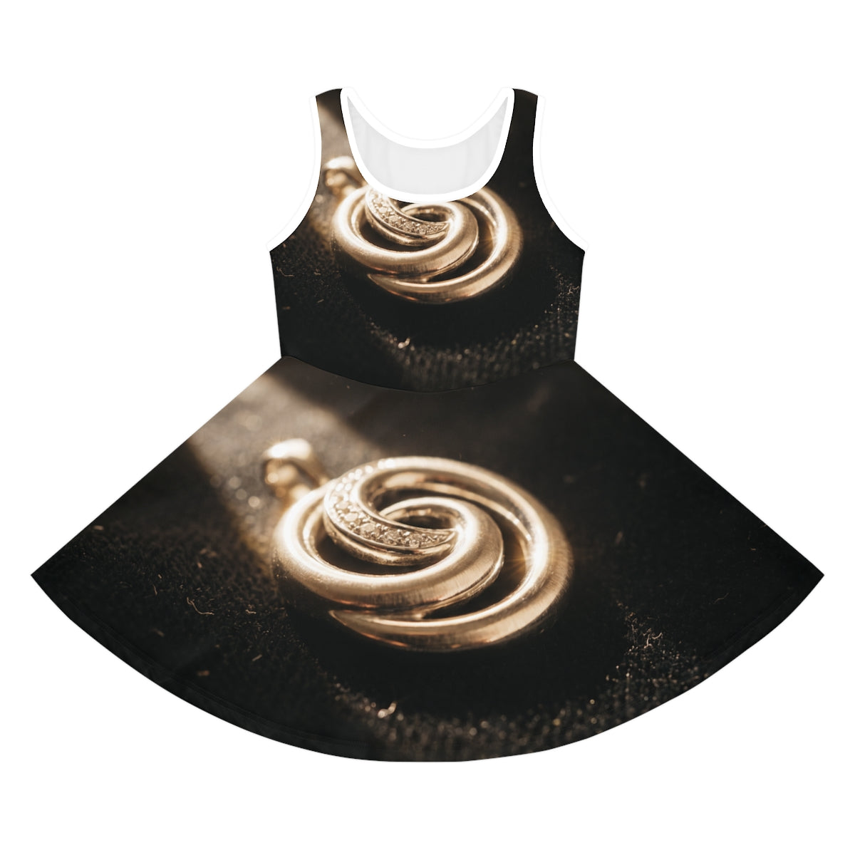 Prendisole bambina senza maniche con spirale oro liquido