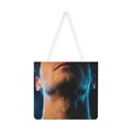 Shoulder Tote Bag - Neon Horizon Portrait | Echovira Gallery