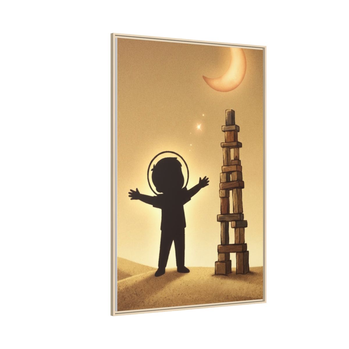 Matte Canvas, Framed - Dreaming Under Crescent Moon... |...